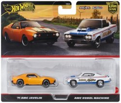 画像1: 2025 HW CAR CULTURE "PREMIUM 2PACK" 【'71 AMC ジャヴェリン/AMC レベル マシーン】ORANGE/WHITE/RR