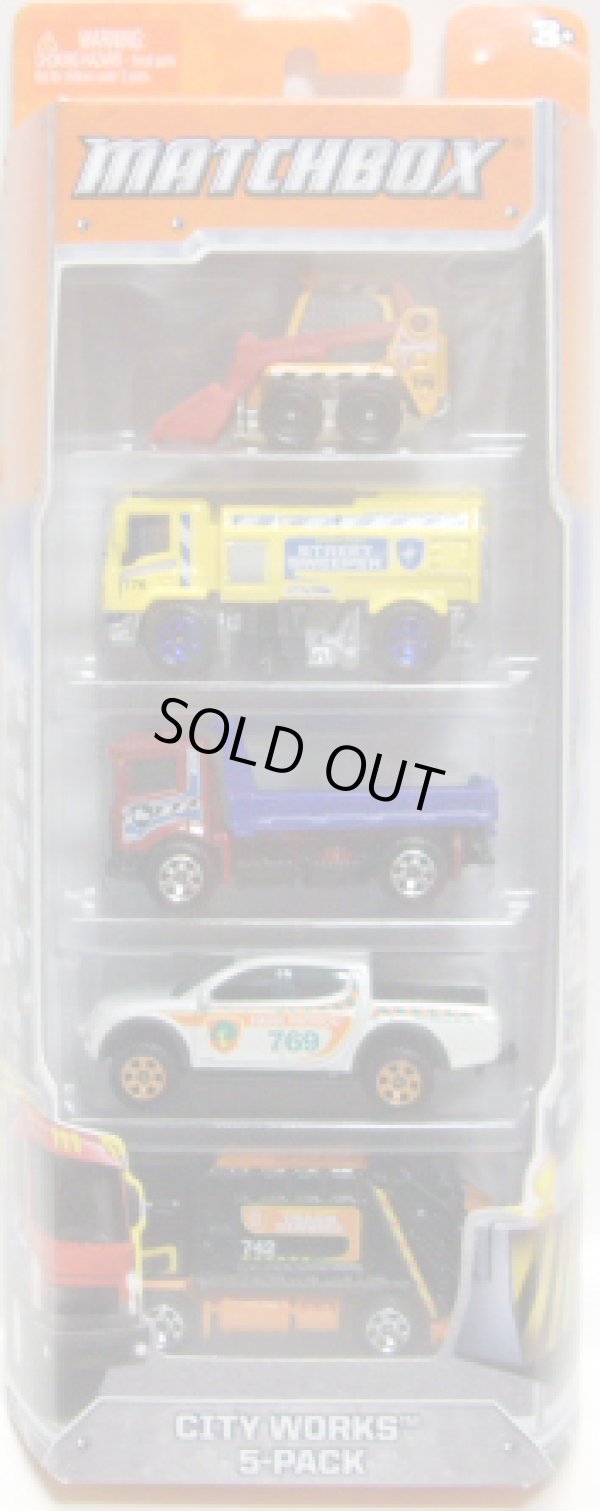 画像1: 2012 MATCHBOX 5PACK - CITY WORKS (Skidster / MBX Street Cleaner / Pit King / Mitsubishi L200 / Garbage Truck)