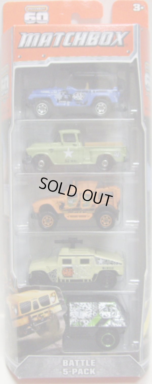 画像1: 2013 MATCHBOX 5PACK  【BATTLE】 Jeep Wrangler 1998/GMC Stepside Pickup 1957(EX)/OshKosh M-ATV/Hummer(EX)/Armored Response Vehicle(EX)