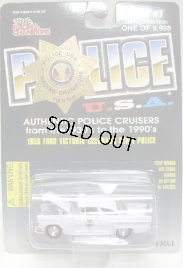 画像1: 1998 RACING CHAMPIONS "POLICE U.S.A." 【1956 FORD VICTORIA COLORADO STATE POLICE】　WHITE/RR