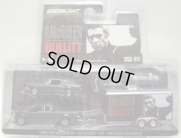 画像1: 2016 GREENLIGHT MOVIE TRAILER SET 【BULLITE - STEVE McQUEEN】 1968 FORD MUSTANG GT/2015FORD F-150/ENCLOSED CAR HAULER