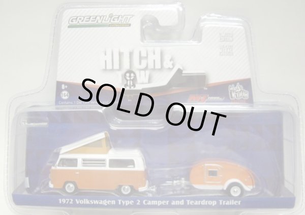 画像1: 2016 GREENLIGHT - HITCH & TOW MJ TOYS EXCLUSIVE 【1972 VOLKSWAGEN TYPE 2 CAMPER AND TEARDROP TRAILER】 ORANGE/RR