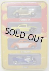 画像: SINCE'68 HOT RODS 4CAR TIN PACK 【3-WINDOW '34, '57 CHEVY, '40 FORD COUPE, T-BUCKET】　