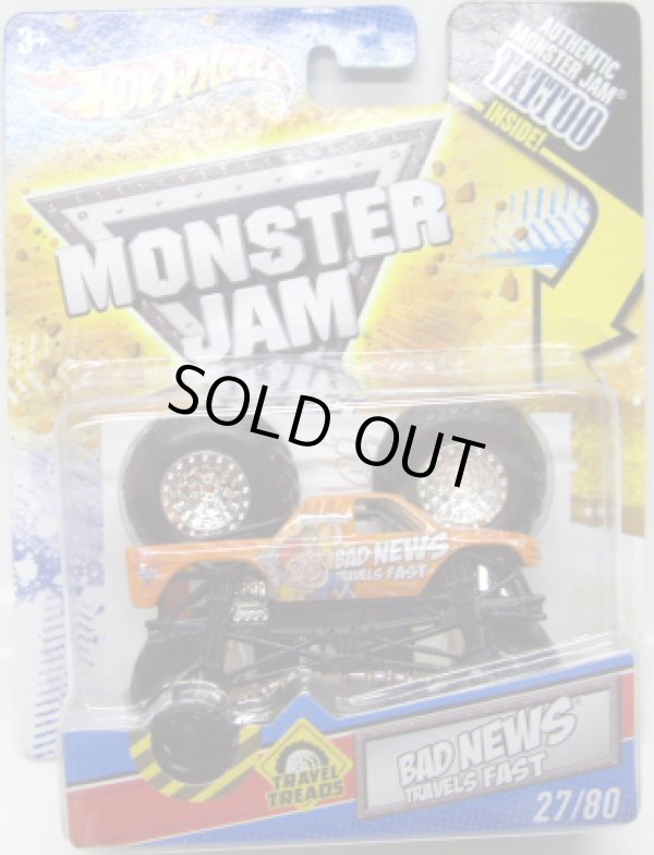 画像1: 2011 MONSTER JAM INSIDE TATTOO 【BAD NEWS TRAVELS FAST】 ORANGE (TRAVEL TREADS)