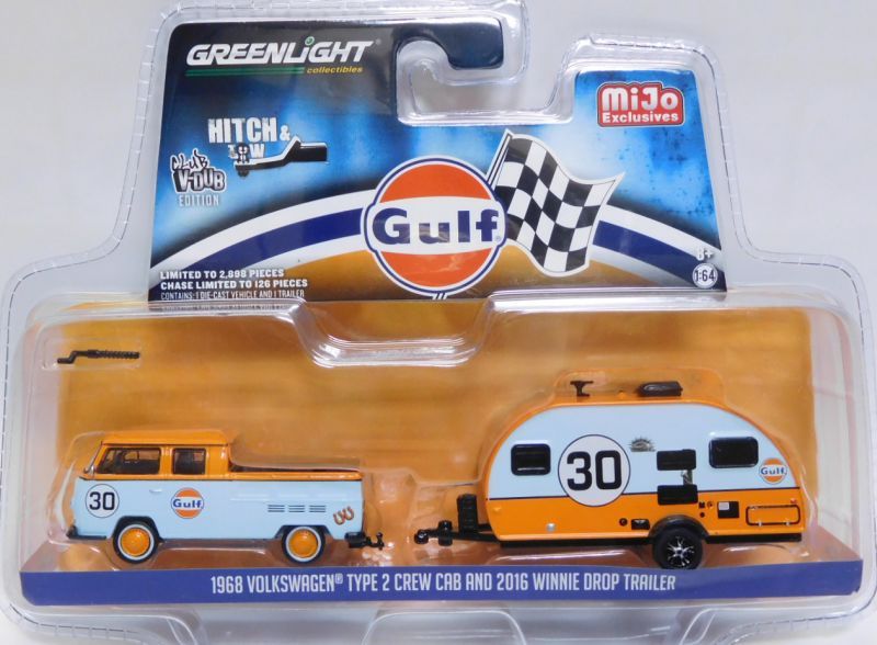 画像: GREENLIGHT - HITCH & TOW CLUB V-DUB "MIJO EXCLUSIVE" 【"GULF" 1968 VOLKSWAGEN TYPE2 CREW CAB and 2016 WINNIE DROP TRAILER】を更新致しました。