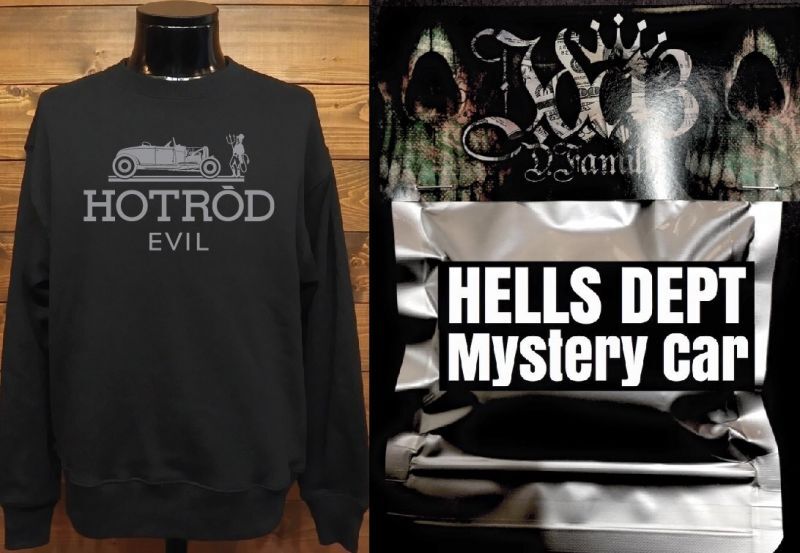 画像: HELLS DEPT x KRAZY ROD 【HELLS DEPT カスタムミニカー付き - "HOT ROD EVIL" 10オンス クルーネック・スウェット】のご予約を開始致しました。