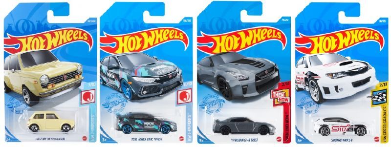 画像: 【HOT WHEELS ベーシック　日本車4種セット (国内流通版/裏面日本語)】カスタム '70 ホンダ N600/2018 ホンダ シビック タイプ R(HKS)/'17 ニッサン GT-R [R35]/スバル WRX STIのご予約を開始致しました。