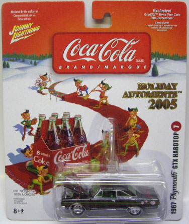 画像: LIMITED EDITION -COCA-COLA 2005 HOLIDAY AUTOMENTS  【1967 PLYMOUTH GTX HARDTOP】　MET.BLACK (with GRIPCLIP)