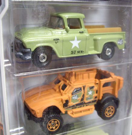 画像: 2013 MATCHBOX 5PACK  【BATTLE】 Jeep Wrangler 1998/GMC Stepside Pickup 1957(EX)/OshKosh M-ATV/Hummer(EX)/Armored Response Vehicle(EX)