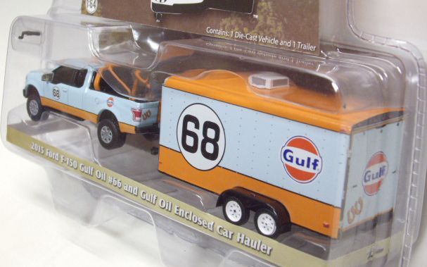 画像: 2016 GREENLIGHT - HITCH & TOW S7 【2015 FORD F-150 GULF OIL #66 AND GULF OIL ENCLOSED CAR HAULER】 LT.BLUE/RR (GULF)