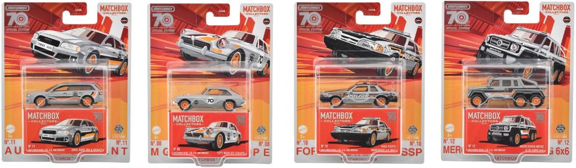 画像: 2023 MATCHBOX COLLECTORS【コレクターズ アソート - 70周年スペシャルエディション 8個入り】2002 アウディ RS 6 アバント(x2)/1971 MGB GT クーぺ/1993 フォード マスタング LX SSP/メルセデス・ベンツ G63 AMG 6X6/トヨタ 4 ランナー/ポルシェ 910/1954 ジャガー Dタイプ