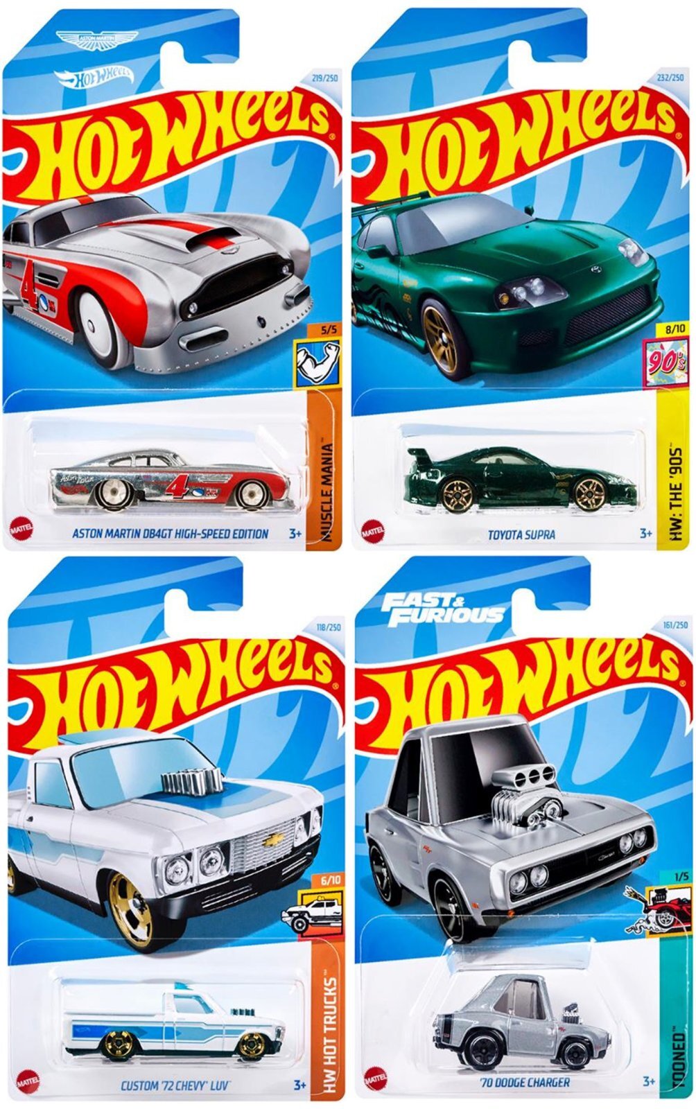 画像: 【仮予約】PRE-ORDER - 【 HOT WHEELS ベーシック 4種セット(国内流通版/裏面日本語)】アストン/スープラ/LUV/チャージャー(2024年11月初旬入荷予定）