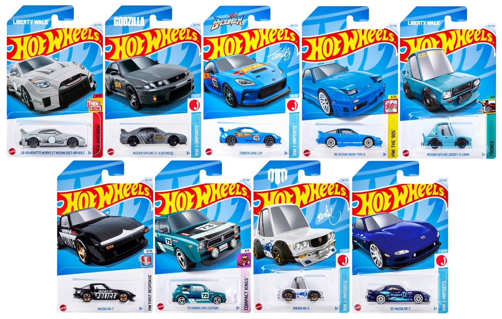 画像: 【仮予約】PRE-ORDER - 【 HOT WHEELS ベーシック 日本車9種セット(国内流通版/裏面日本語)】(2024年12月上旬入荷予定）