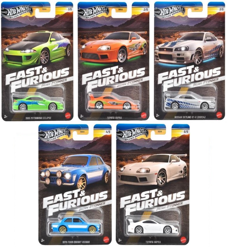 画像: 【仮予約】PRE-ORDER - 2024 HW FAST & FURIOUS 【ワイルド・スピード テーマ Hアソート - ブライアン・オコナー 5種セット】1995 三菱 エクリプス/トヨタ スープラ(ORANGE)/日産スカイラインGT-R (BNR34)/1970 フォード エスコート RS1600/トヨタ スープラ(WHITE)(2024年12月中旬入荷予定）