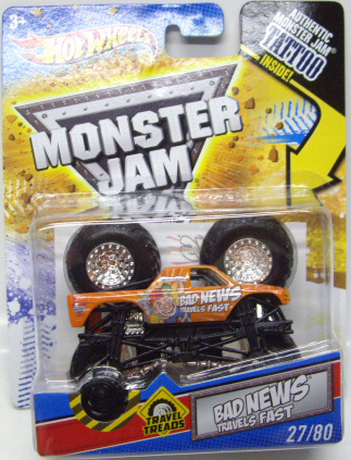 画像: 2011 MONSTER JAM INSIDE TATTOO 【BAD NEWS TRAVELS FAST】 ORANGE (TRAVEL TREADS)